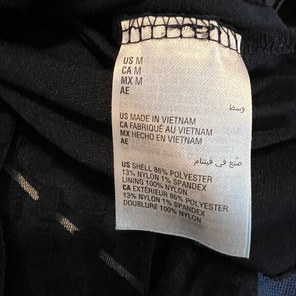 Alfani Geometric Black Tunic Top Semi Sheer Sleeve & Hem Size M - Picture 9 of 10